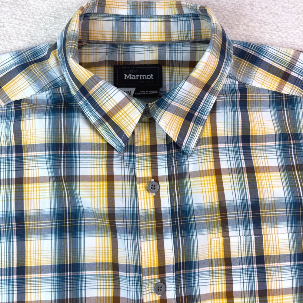 Marmot Shirt Mens Large Plaid Dobson Short Sleeve Utility Workwear Mens Sz M